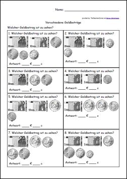 Volksschule Kopiervorlage Geld 